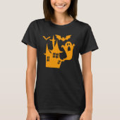 Spooky Halloween Huis Sinaasappel Graphic T-shirt (Voorkant)