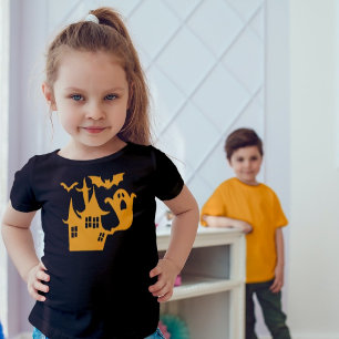 Spooky Halloween Huis Sinaasappel Graphic T-shirt