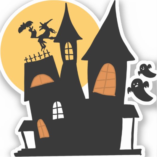 Spooky Halloween huis Sticker (Voorkant)