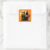 Spooky Halloween huis Vierkante Sticker (Tas)