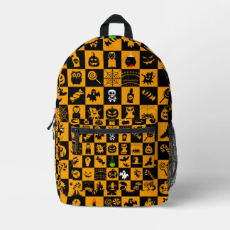 Spooky Halloween Icons Patroon Bedrukte Rugzak