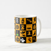Spooky Halloween Icons Patroon Koffiemok (Voorkant rechts)