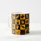 Spooky Halloween Icons Patroon Koffiemok (Voorkant links)