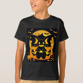 Spooky Halloween-illustratie met Bat Pumpki T-shirt