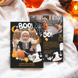 Spooky Halloween illustraties schattige Boo 2 foto Feestdagenkaart
