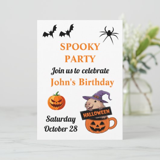 Spooky Halloween Invitation Kaart (Staand voorkant)