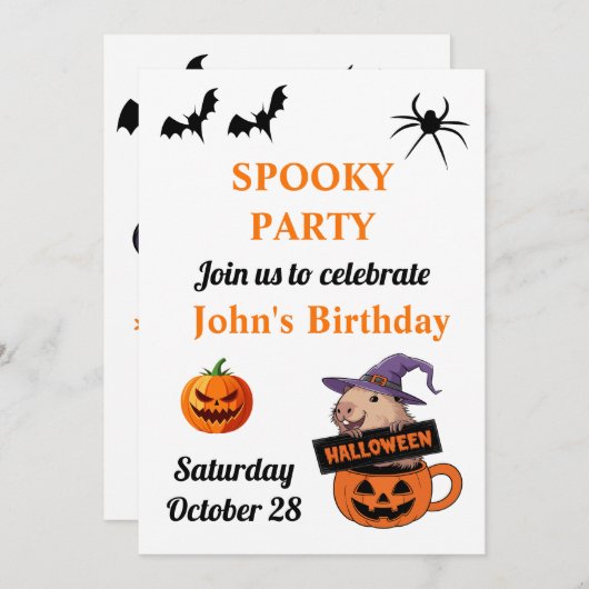 Spooky Halloween Invitation Kaart (Voorkant / Achterkant)