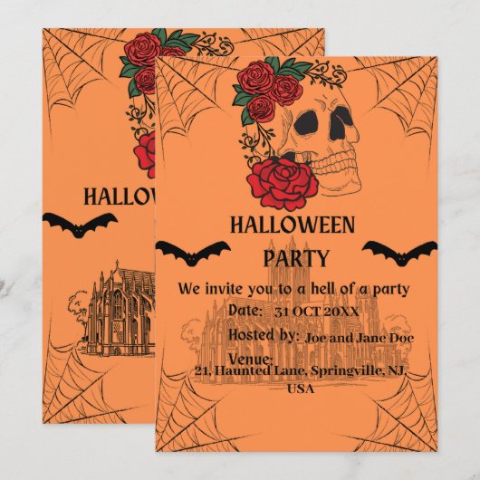 Spooky Halloween Invitation Kaart (Voorkant / Achterkant)