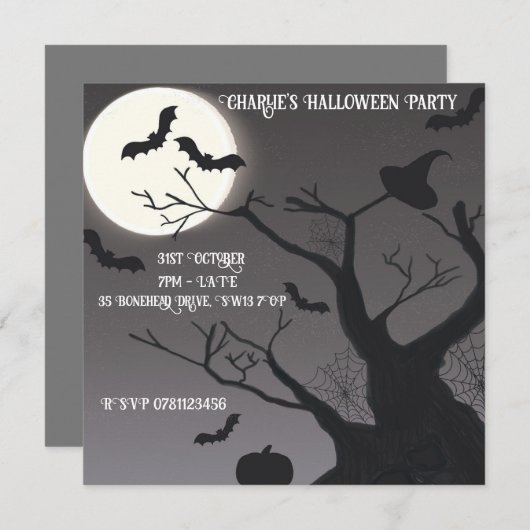 Spooky Halloween Invitation Kaart (Voorkant / Achterkant)
