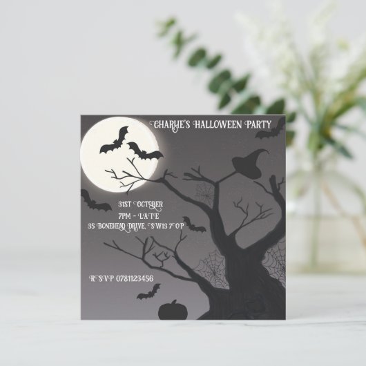 Spooky Halloween Invitation Kaart (Staand voorkant)