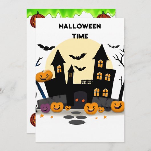 Spooky Halloween Invitation Kaart (Voorkant / Achterkant)