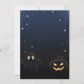 Spooky Halloween Invitation Kaart met spook, vleer (Achterkant)