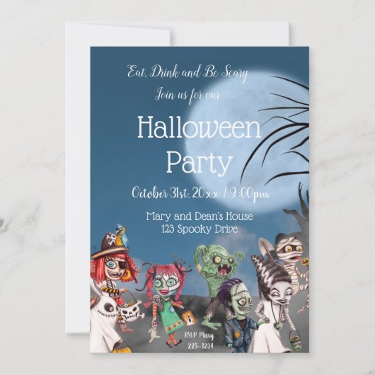 Spooky Halloween Invitation, Trick or treat Kaart (Voorkant)