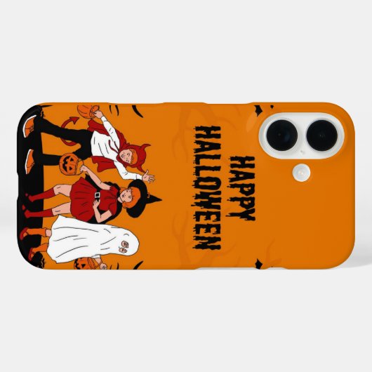 Spooky Halloween iPhone 16 Case – Pumpkin, Ghost & (Achterkant (horizontaal))