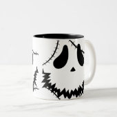 Spooky Halloween jack-o-lantaarn pompoen gezicht Tweekleurige Koffiemok (Voorkant rechts)