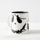 Spooky Halloween jack-o-lantaarn pompoen gezicht Tweekleurige Koffiemok (Voorkant links)