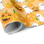 Spooky Halloween Jack O Lantern Creepy Ghost Cadeaupapier (Rol Hoek)