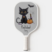 Spooky Halloween Jack-o-Lantern Pumpkin Black Cat Pickleball Paddle (Achterkant)