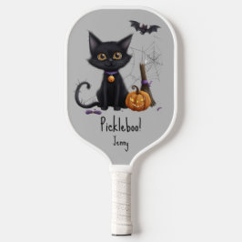 Spooky Halloween Jack-o-Lantern Pumpkin Black Cat Pickleball Paddle