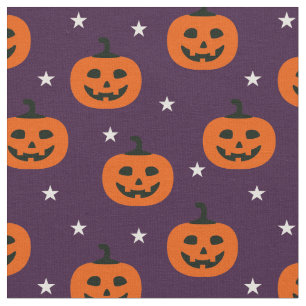 Spooky Halloween Jack O Lantern & Stars Stof