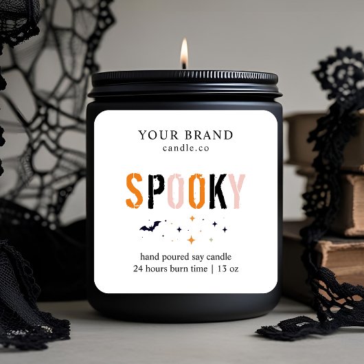 Spooky Halloween kaars label | Moderne minimalist