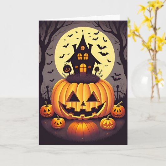 Spooky Halloween Kaart (Gele Bloem)