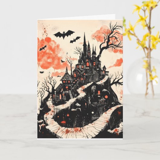 Spooky Halloween Kaart (Gele Bloem)