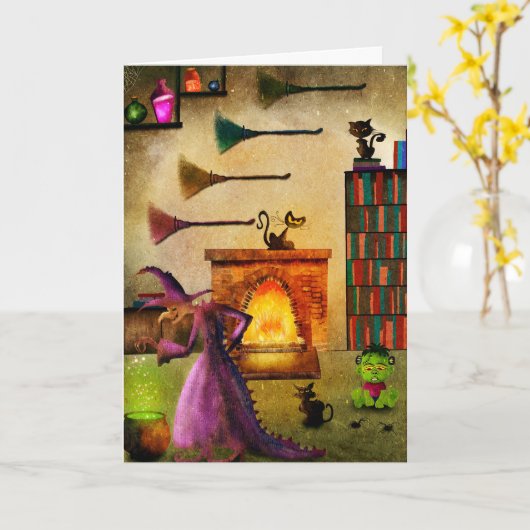 Spooky Halloween Kaart (Gele Bloem)