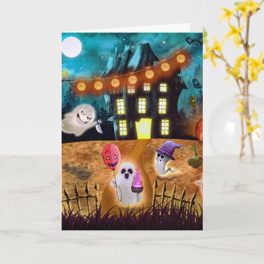 Spooky Halloween Kaart (Gele Bloem)