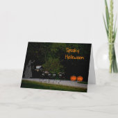 Spooky Halloween Kaart met dansende skeletten (Voorkant)