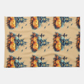 Spooky Halloween Kasteel Keuken Handdoeken (Horizontaal)