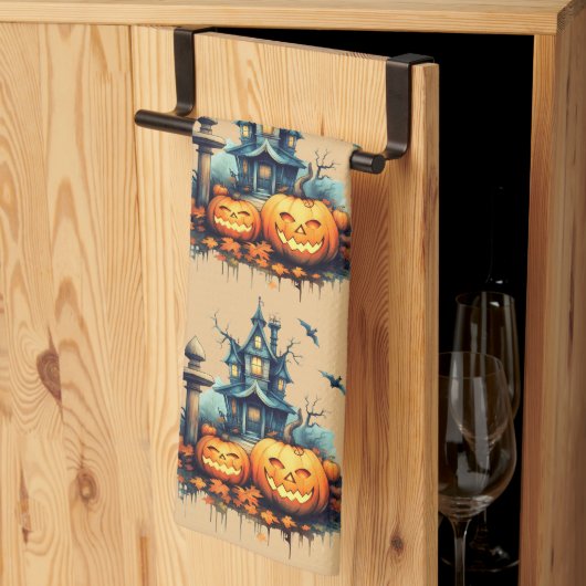 Spooky Halloween Kasteel Keuken Handdoeken (Derde Gevouwen)