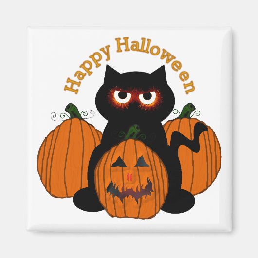 Spooky Halloween Kat Magneet (Voorkant)