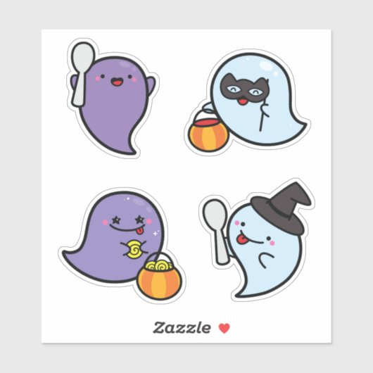 Spooky Halloween Kawaii Ghosts Sticker Pack (Vel)
