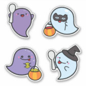 Spooky Halloween Kawaii Ghosts Sticker Pack (Voorkant)