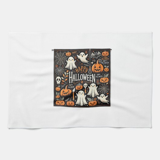 Spooky Halloween keukenhanddoek (Horizontaal)