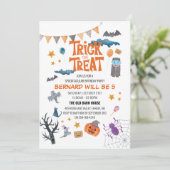 Spooky Halloween Kids Birthday Party Invitation Kaart (Staand voorkant)