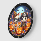 Spooky Halloween Kittens en pompoenen Grote Klok (Hoek)