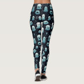 Spooky Halloween Kleine Geesten Blauw Wit & Zwart Leggings (Achterkant)