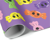 Spooky Halloween Kleurrijke Snoepjes Paarse Naadlo Cadeaupapier (Rol Hoek)