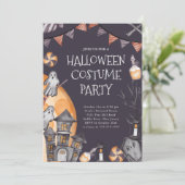 Spooky Halloween kostuum feest Kaart (Staand voorkant)