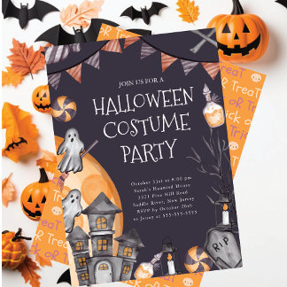 Spooky Halloween kostuum feest Kaart