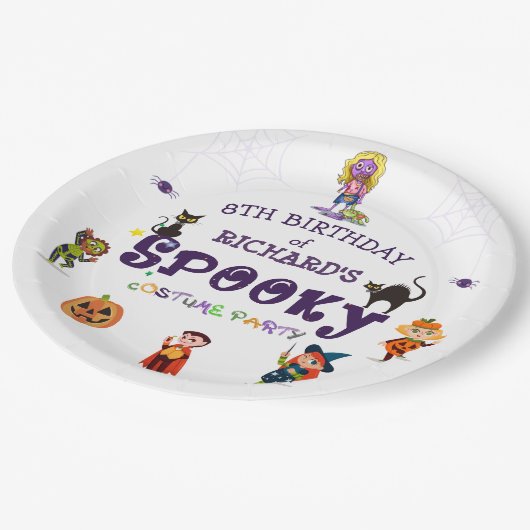 Spooky Halloween kostuum Kids Verjaardagsfeestje Papieren Bordje (Gekanteld)