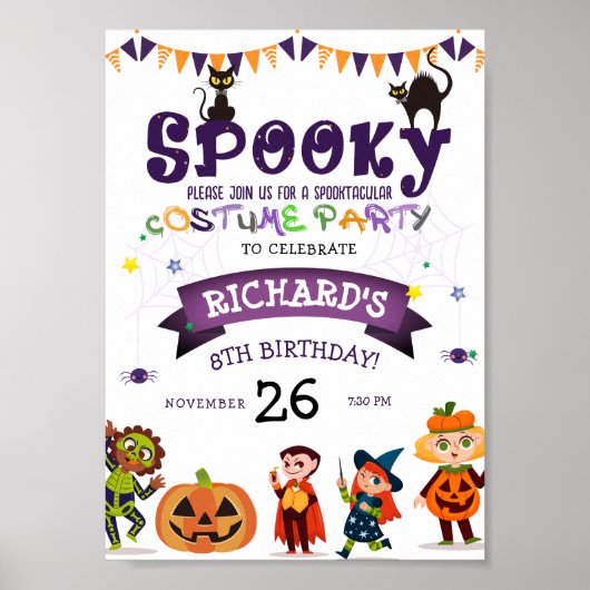 Spooky Halloween kostuum Kids Verjaardagsfeestje Poster (Voorkant)