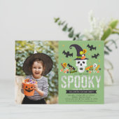 Spooky Halloween Kostuum Party Foto Uitnodigen Kaart (Staand voorkant)