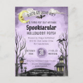 Spooky Halloween kostuum Spooktacular zwart Paarse Briefkaart (Voorkant)