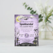 Spooky Halloween kostuum Spooktacular zwart Paarse Briefkaart (Staand voorkant)