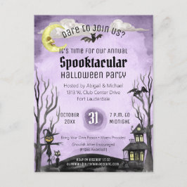 Spooky Halloween kostuum Spooktacular zwart Paarse Briefkaart