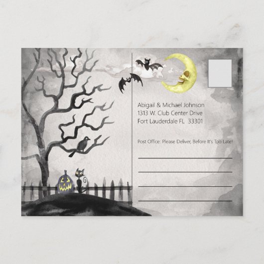 Spooky Halloween kostuum Spooktacular Zwart Wit Briefkaart (Achterkant)