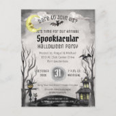 Spooky Halloween kostuum Spooktacular Zwart Wit Briefkaart (Voorkant)